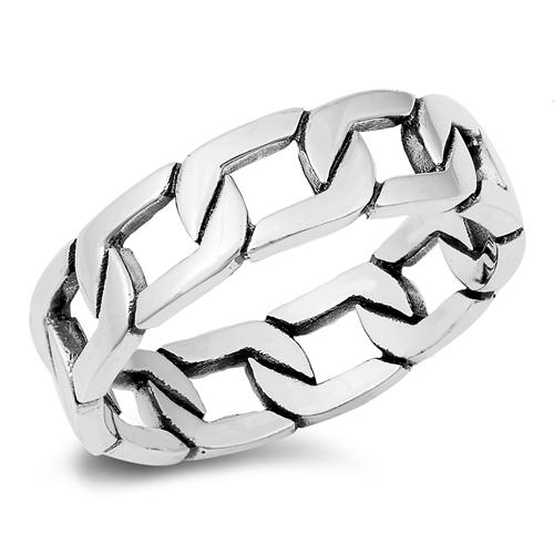 Sterling Silver Oxidized Link Chain Ring