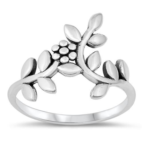 Sterling Silver Oxidized Leaves and Vines Ring