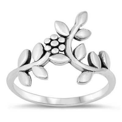 Sterling Silver Oxidized Leaves and Vines Ring