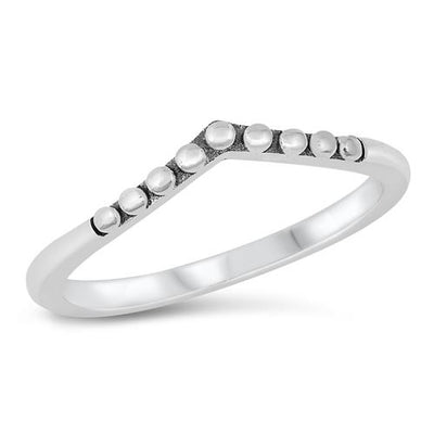 Sterling Silver Oxidized V Dot Ring