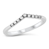 Sterling Silver Oxidized V Dot Ring