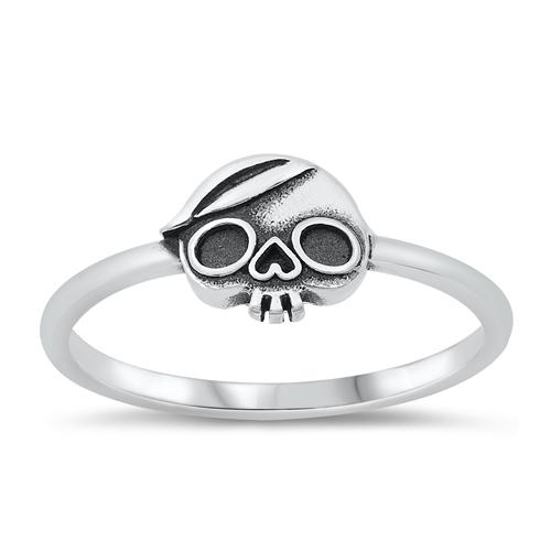 Sterling Silver Oxidized Skull Head Ring