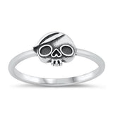 Sterling Silver Oxidized Skull Head Ring