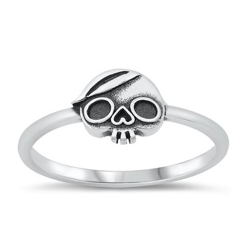 Sterling Silver Oxidized Skull Head Ring