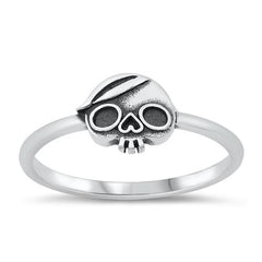 Sterling Silver Oxidized Skull Head Ring