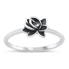 Load image into Gallery viewer, Sterling Silver Oxidized Lotus Flower Ring