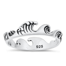 Load image into Gallery viewer, Sterling Silver Oxidized Ocean Waves Ring