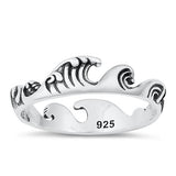 Sterling Silver Oxidized Ocean Waves Ring