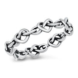 Sterling Silver Oxidized Heart Knots Ring