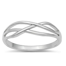 Load image into Gallery viewer, Sterling Silver Rhodium Plated Crisscross Ring
