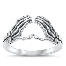 Load image into Gallery viewer, Sterling Silver Oxidized Skeleton Hands Ring