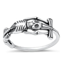 Load image into Gallery viewer, Sterling Silver Oxidized Skeleton Ring