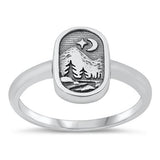 Sterling Silver Oxidized Nature Ring-11.8mm