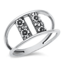Load image into Gallery viewer, Sterling Silver Oxidized Flowers Ring-11.6mm