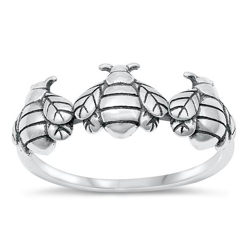 Sterling Silver Oxidized Bees Ring