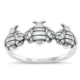 Sterling Silver Oxidized Bees Ring