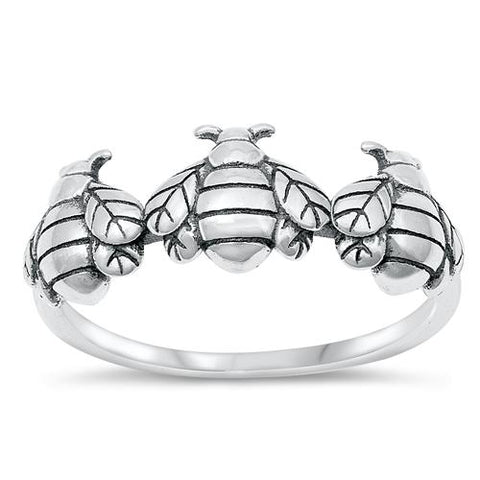 Sterling Silver Oxidized Bees Ring