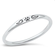 Load image into Gallery viewer, Sterling Silver Oxidized Paw Print and Wings Ring