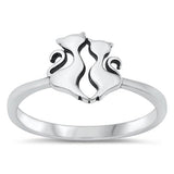 Sterling Silver Oxidized Cats Ring