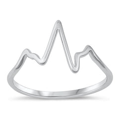 Sterling Silver Rhodium Plated Heartbeat Ring