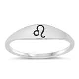 Sterling Silver Oxidized Leo Zodiac Ring