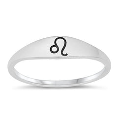 Sterling Silver Oxidized Leo Zodiac Ring