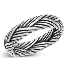 Load image into Gallery viewer, Sterling Silver Oxidized Fan Braided Band Ring