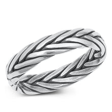 Load image into Gallery viewer, Sterling Silver Oxidized Rounded Braided Band Ring