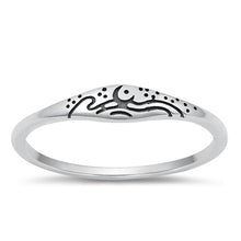Load image into Gallery viewer, Sterling Silver Oxidized Moon and Waves Ring