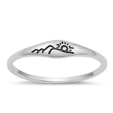 Load image into Gallery viewer, Sterling Silver Oxidized Sun and Mountains Ring