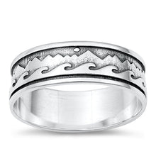 Load image into Gallery viewer, Sterling Silver Oxidized Mountains and Waves Ring