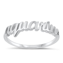 Load image into Gallery viewer, Sterling Silver Rhodium Plated Aquarius Zodiac Ring
