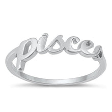 Load image into Gallery viewer, Sterling Silver Rhodium Plated Pisces Zodiac Ring