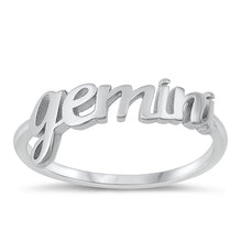 Load image into Gallery viewer, Sterling Silver Rhodium Plated Gemini Zodiac Ring