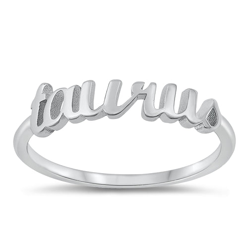 Sterling Silver Rhodium Plated Taurus Zodiac Ring