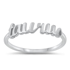 Sterling Silver Rhodium Plated Taurus Zodiac Ring