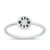 Sterling Silver Oxidized Round Moon Phases Ring