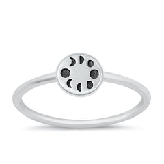 Sterling Silver Oxidized Round Moon Phases Ring