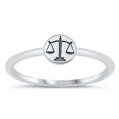 Sterling Silver Oxidized Libra Zodiac Ring