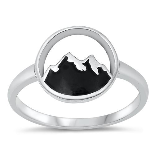 Sterling Silver Oxidized Mountains Ring