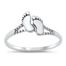 Load image into Gallery viewer, Sterling Silver Oxidized 8.4mm Feet Ring