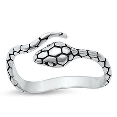 Sterling Silver Oxidized Snake Ring-6.4mm
