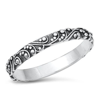 Sterling Silver Oxidized 3mm Bali Style Ring