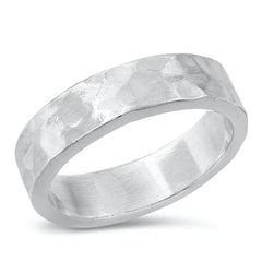 Sterling Silver Oxidized Hammered Band Ring