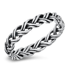 Load image into Gallery viewer, Sterling Silver Oxidized Braid Ring-4.3mm