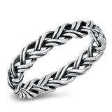 Sterling Silver Oxidized Braid Ring-4.3mm