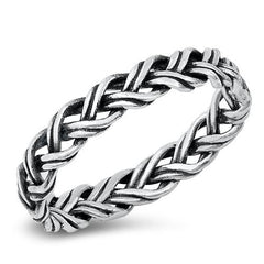 Sterling Silver Oxidized Braid Ring-4.3mm