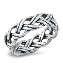 Load image into Gallery viewer, Sterling Silver Oxidized Braid Ring-6.5mm