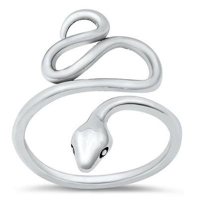 Sterling Silver Oxidized Snake Ring-23mm