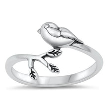 Load image into Gallery viewer, Sterling Silver Oxidized Bird and Branch Ring
